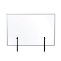 Office Jansan | MasterVision GL34019101 Protector Series 40.9 in. x 0.16 in. x 27.6 in. Glass Aluminum Desktop Divider - Clear (1/Carton) image number 0