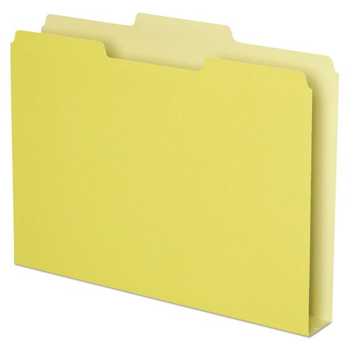 Office Jansan | Pendaflex 54456 1.5 in. Expansion 1/3-Cut Assorted Tabs Double Stuff Letter File Folders - Yellow (50/Pack) image number 0