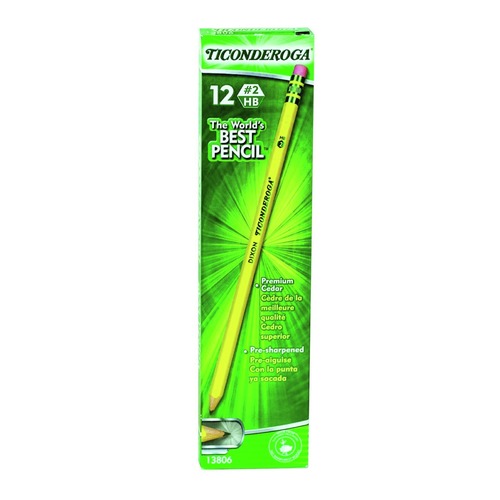 Office Jansan | Ticonderoga X13806 HB (No. 2) Pre-Sharpened Pencil - Black Lead/Yellow Barrel (1-Dozen) image number 0