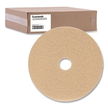 Boardwalk 27 in. Diameter Burnishing Floor Pads - Tan (5/Carton)