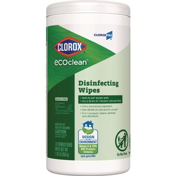 Clorox CloroxPro EcoClean 8 in. x 7 in. 1-Ply Disinfecting Wipes - Unscented White