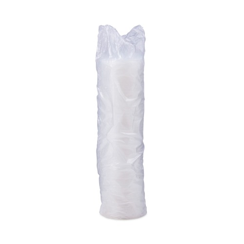 Cutlery | Dart 12FTLS Lift N' Lock Lids for 10 - 14 oz. Cups - Translucent (100/Sleeve, 10 Sleeves/Carton) image number 0
