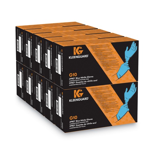 Disposable Gloves | Ansell 54423 6 mil Thick 9.5 in. Long Powder-Free G10 2PRO Nitrile Gloves - Large, Blue (100/Box, 10 Boxes/Carton) image number 0