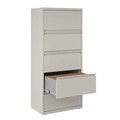 Office Filing Cabinets & Shelves | Alera 26145 30 in. x 18.62 in. x 67.62 in. Five Legal/Letter/A4-Size File Drawers Lateral File Cabinet - Light Gray image number 4