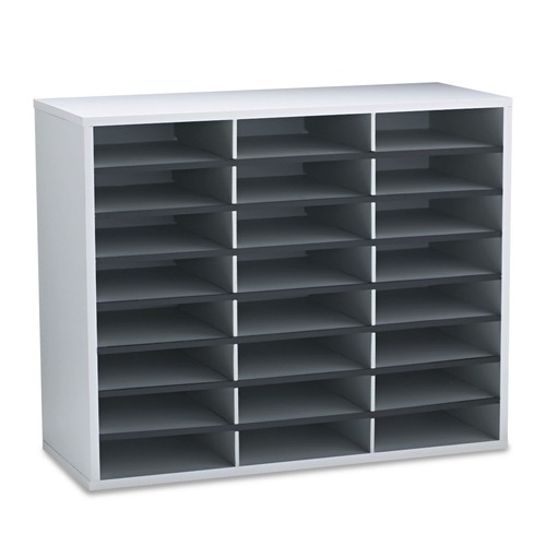 Office Jansan | Fellowes Mfg Co. 25041 24 Sections 29 in. x 11-7/8 in. x 23-7/16 in. Literature Organizer - Letter, Dove Gray image number 0