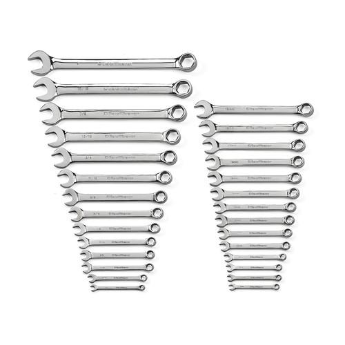 GearWrench 81923 28-Piece SAE/Metric Full Polish Combination Non-Ratcheting Wrench Set image number 0