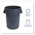 Trash Cans | Boardwalk 3485199 44-Gallon Round Plastic Waste Receptacle - Gray image number 3