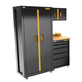 JOBSITE STORAGE | Dewalt DWST24201 4-Piece 63 in. Welded Storage Suite with 5-Drawer Base Cabinet and Wood Top