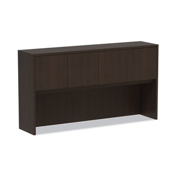 Alera ALEVA286615ES 64.75 in. x 15 in. x 35.38 in. Valencia Series 4-Compartment Hutch with Doors - Espresso