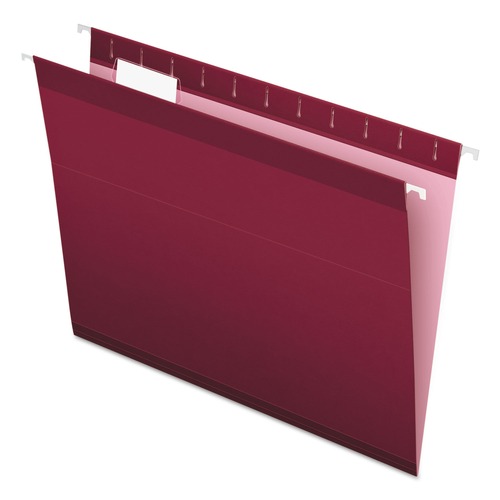  | Pendaflex 04152 1/5 BUR 1/5-Cut Tabs Colored Reinforced Hanging Letter Folders - Burgundy (25/Box) image number 0