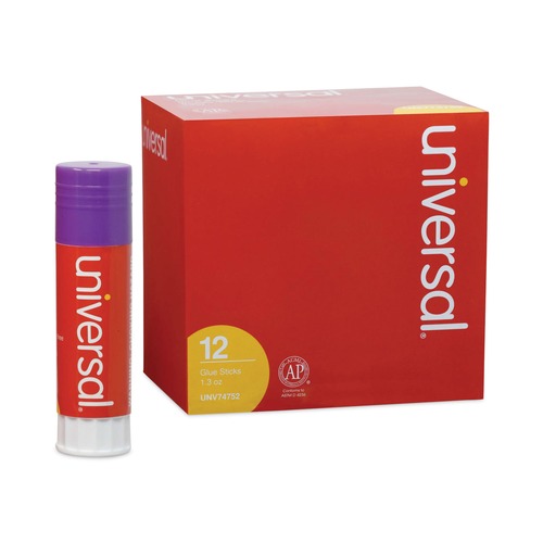  | Universal UNV74752 1.3 oz. Glue Stick - Purple, Clear Dry (12-Piece/Pack) image number 0