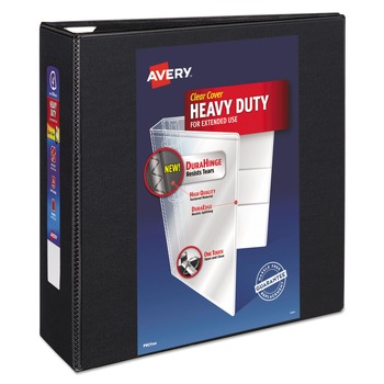 Avery 3 Locking One Touch EZD Rings 4 in. Capacity 11 in. x 8.5 in. Heavy-Duty View Binder with DuraHinge - Black
