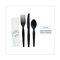Cutlery | Boardwalk BWKFKTNSHWPSBLA Heavyweight Fork/Knife/Napkin/Pepper/Salt/Spoon 6-Piece Plastic Cutlery Kit - Black (250/Carton) image number 3