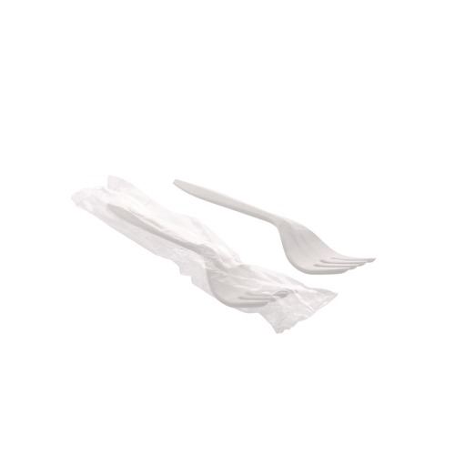 Office Jansan | Pactiv Corp. FKFWCH Individually Wrapped Mediumweight Plastic Fieldware Cutlery Fork - White (1000/Carton) image number 0
