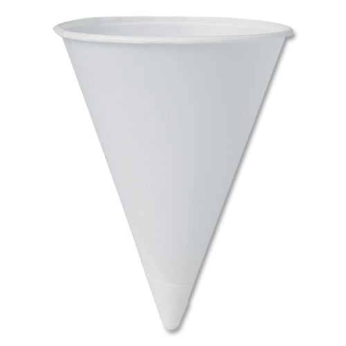 4th of July Sale | SOLO 4R-2050 4 oz. Paper Rolled Rim Paper Cone Water Cups - White (25/Carton) image number 0