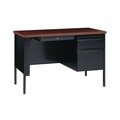 Office Desks & Workstations | Alera 25956 45.5 in. x 24 in. x 29.5 in. Single Pedestal Steel Desk - Mocha/Black/Black Legs image number 3