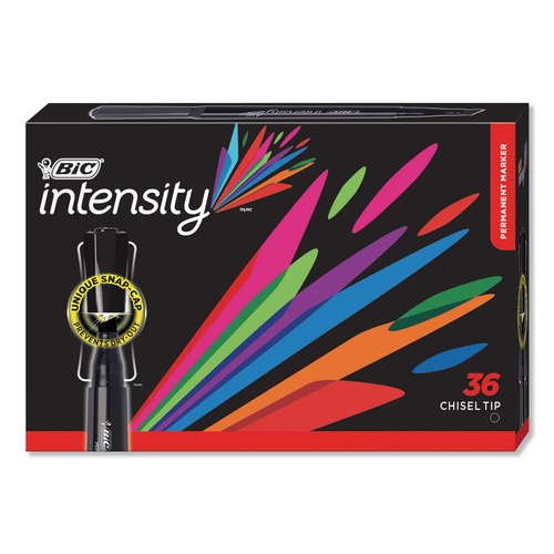 Office Jansan | BIC GPMM36BK Intensity Broad Chisel Tip Permanent Marker Value Pack - Black (36-Piece/Pack) image number 0