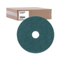 Cleaning & Janitorial Accessories | Boardwalk BWK4017GRE Heavy-Duty 17 in. Scrubbing Floor Pads - Green (5-Piece/Carton) image number 1