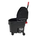 Mop Buckets | Rubbermaid Commercial 1863898 WaveBrake 2.0 35 qt. Bucket/Wringer Mop Bucket Cart - Black image number 0