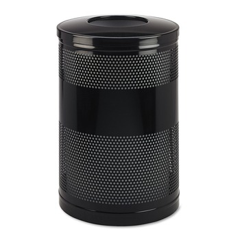 Rubbermaid Commercial 51 gal. Classics Perforated Steel Open Top Receptacle - Black