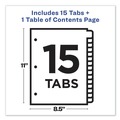 Office Jansan | Avery 11142 Ready Index 11 in. x 8.5 in. 15-Tab 1 to 15 Customizable TOC Dividers - Black Tabs/White (1-Set) image number 7