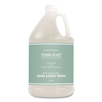 Diversified Hospitality Solutions Terra Pure 1-Gallon Bottle Body Wash - Green Tea and Lemongrass Scent