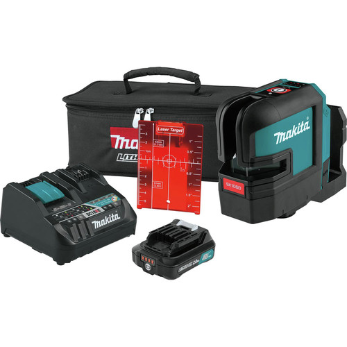 Rotary Lasers | Makita SK105DNAX 12V max CXT Lithium-Ion Cordless Self-Leveling Cross-Line Red Beam Laser Kit (2 Ah) image number 0
