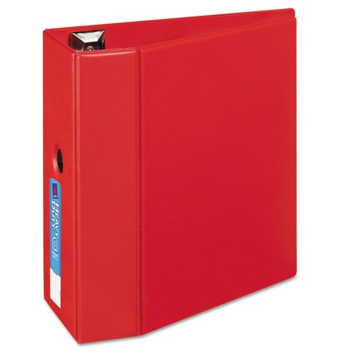 Avery 79586 Heavy-Duty 5 in. Capacity 11 in. x 8.5 in. Non-View Binder with DuraHinge, 3 One Touch Locking EZD Rings and Thumb Notch - Red image number 0