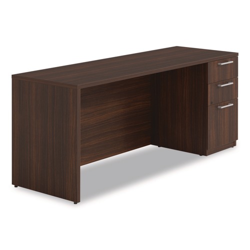 Office Desks & Workstations | Alera AE1NZK-S2472UF HRG 72 in. x 24 in. x 29 in. Seville Series Credenza with Right Pedestal - Mahogany image number 0