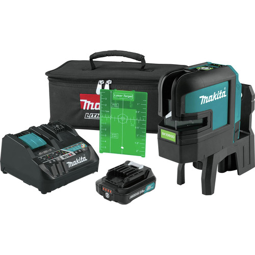 Rotary Lasers | Makita SK106GDNAX 12V max CXT Lithium-Ion Cordless Self-Leveling Cross-Line/4-Point Green Beam Laser Kit (2 Ah) image number 0