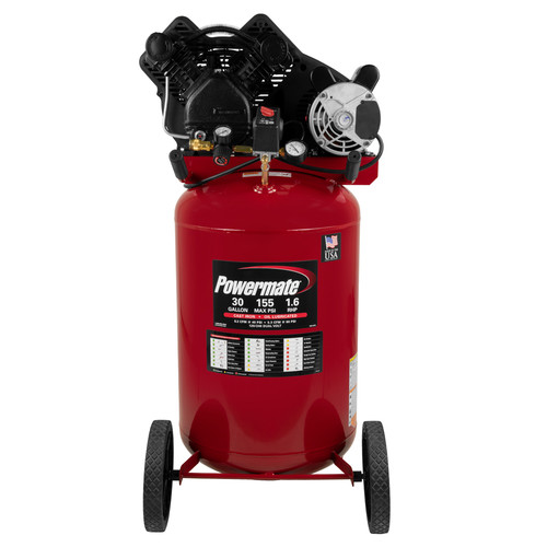 Portable Air Compressors | Powermate PLA1683066 1.6 HP 30 Gallon Oil-Lube Vertical Dolly Air Compressor image number 0