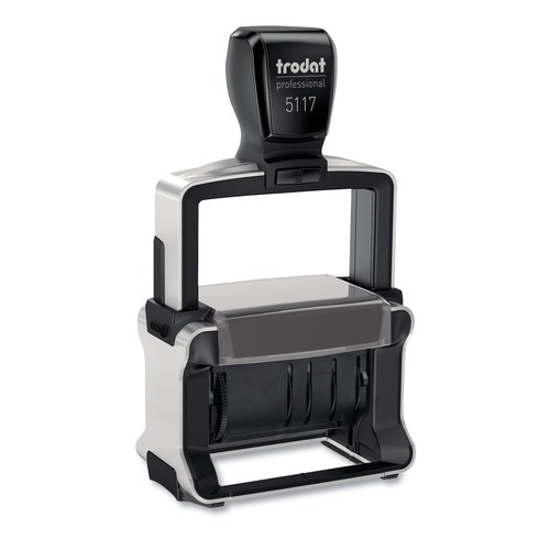  | Trodat 5117 Printy Economy 2.25 in. x 0.38 in. Self-Inking 12-Message Date Stamp - Black image number 0