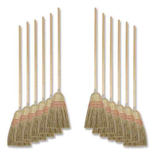 Brooms | Boardwalk BWK926YCT 56 in. Yucca/Corn Fiber Bristles Parlor Broom - Natural (12/Carton) image number 0