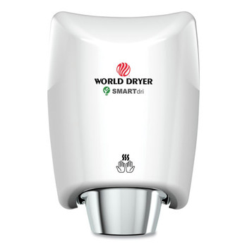 WORLD DRYER K-974A2 120V 10 Amp Compact SMARTdri Corded Hand Dryer - White/Aluminum