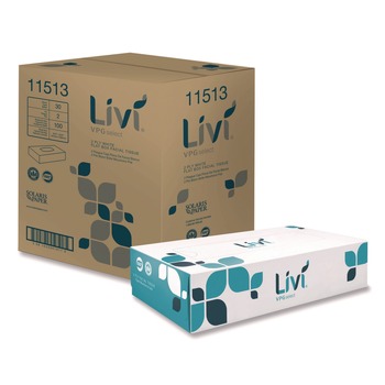 Livi VPG Select 2-Ply Flat Box Facial Tissue - White (30 Boxes/Carton)