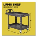 Utility Carts | Rubbermaid Commercial FG452088BLA 25.9 in. x 45.2 in. x 32.2 in. 500 lbs. Capacity 2 Lipped Shelves Heavy-Duty Plastic Utility Cart - Black image number 15