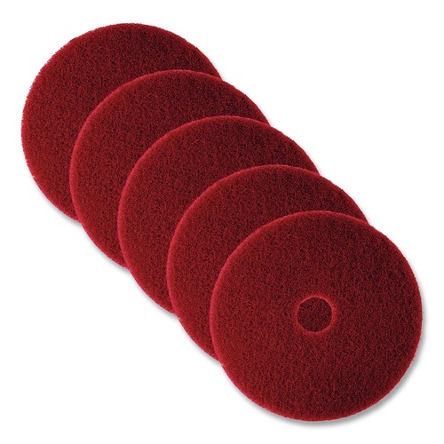 Office Jansan | 3M 5100-12 12 in. Low-Speed Buffer Floor Pads - Red (5/Carton) image number 0