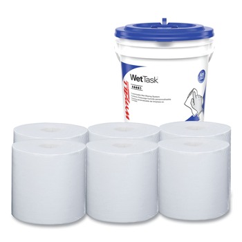 WypAll WetTask Customizable Wet Wiping System Critical Clean Wipers for Bleach/Disinfectants/Sanitizers with Bucket (540/Carton)