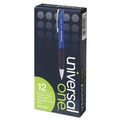 Pens | Universal UNV15541 Medium 1 mm Retractable Blue Barrel Comfort Grip Ballpoint Pen - Blue Ink (1 Dozen) image number 0