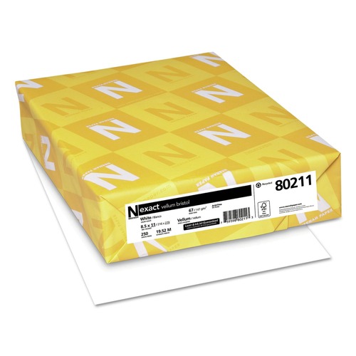 Office Jansan | Neenah Paper 80211 8.5 in. x 11 in. 67 lbs. 94 Bright Exact Vellum Bristol Cover Stock - White (250/Pack) image number 0