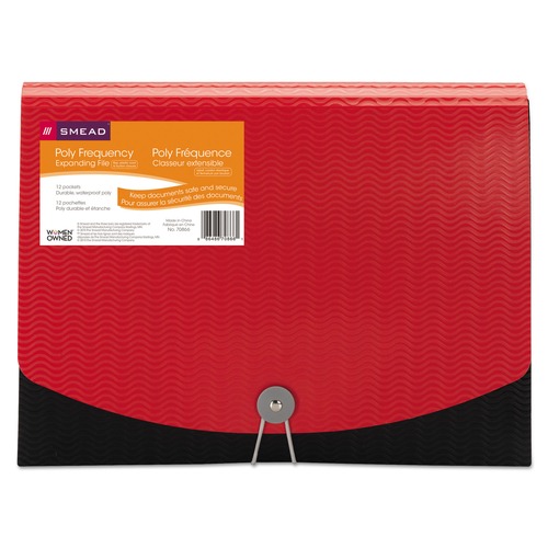 Office & Office Supplies | Smead 70866 0.88 in. Expansion 12-Pocket Letter Size Poly Expanding File - Black/Red image number 0