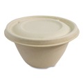 Food Trays, Containers, and Lids | World Centric BBL-SC-12N-LF 4.7 in. Diameter Paper Fiber Lids for Bowls - Natural (500/Carton) image number 1