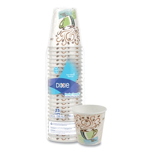Customer Appreciation Sale - Save up to $60 off | Dixie 5310DX PerfecTouch 10 oz.Paper Hot Cups - Coffee Haze Design (25/Pack) image number 0