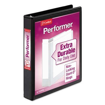 Cardinal Performer 3 Slant D Ring 1 in. Capacity ClearVue Binder - Black