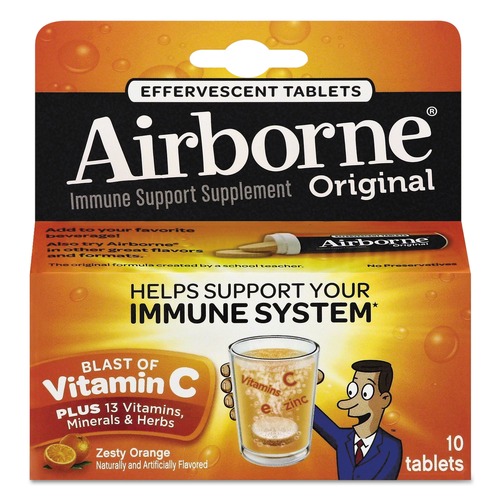 First Aid | Airborne 47865-30004 Immune Support Effervescent Tablet - Zesty Orange image number 0