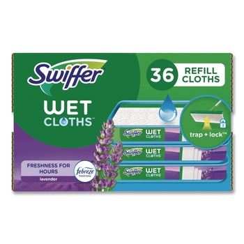 Swiffer 10 x 8 Wet Refill Cloths - White/Lavender Vanilla and Comfort (36/Carton)