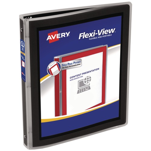 Office Jansan | Avery 15767 Flexi-View 11 in. x 8.5 in. 3-Rings 0.5 in. Capacity Binder with Round Rings - Black image number 0