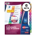 Office Jansan | Avery 11188 Ready Index 11 in. x 8.5 in. 10-Tab 1 to 10 Customizable TOC Dividers - Multicolor Tabs/White (6/Pack) image number 0