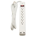  | Innovera IVR71660 6 AC Outlets 2 USB Ports 6 ft. Cord 1080 Joules Surge Protector - White image number 2