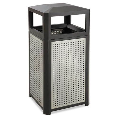 Trash Cans | Safco 9932BL 15 gal. Evos Series Steel Waste Container - Black image number 0